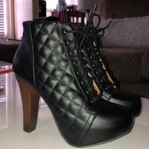Black Quilted Heel Booties